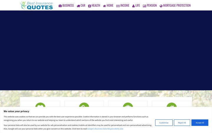 Screenshot of bestinsurancequotes.ie