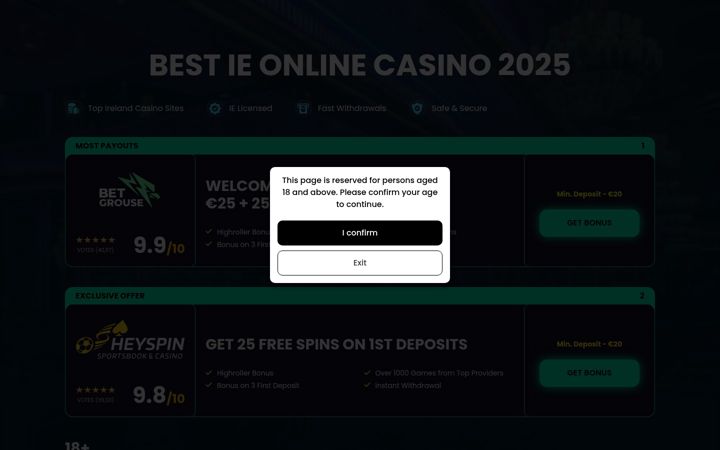 Screenshot of bestirelandcasi.com