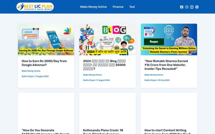 Screenshot of bestlicplan.in