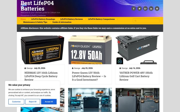 Screenshot of bestlifepo4batteries.com