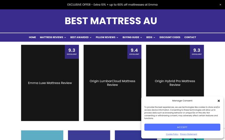 Screenshot of bestmattressau.com