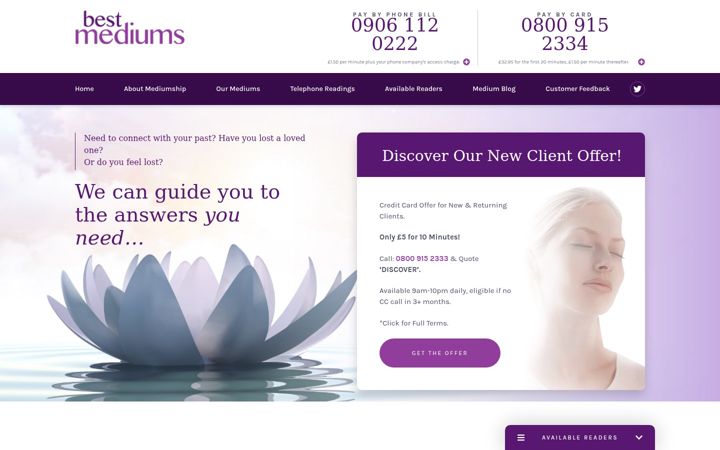Skärmbild av bestmediums.co.uk