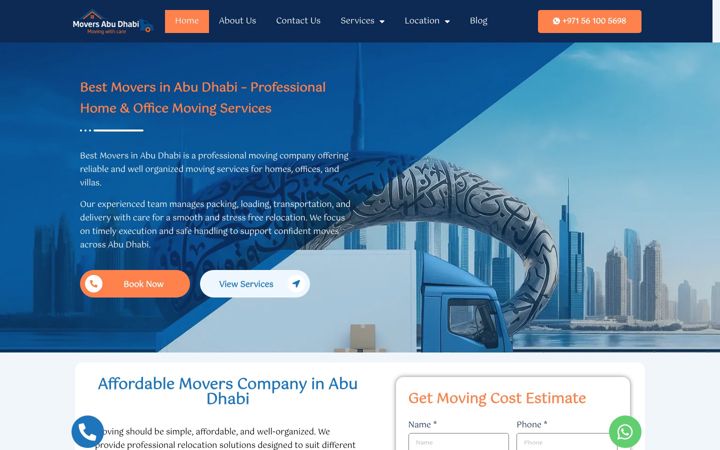 Screenshot of bestmoversinabudhabi.com