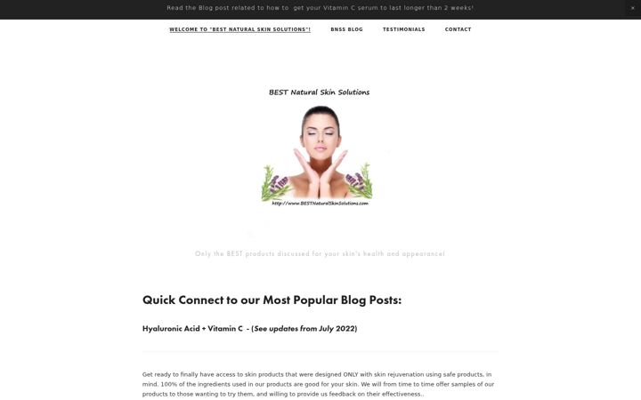 Screenshot of bestnaturalskinsolutions.com