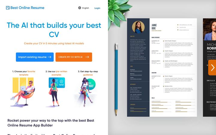 Snimka zaslona za bestonlineresume.com