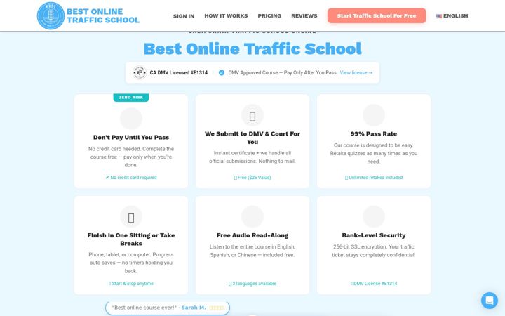 Screenshot of bestonlinetrafficschool.co