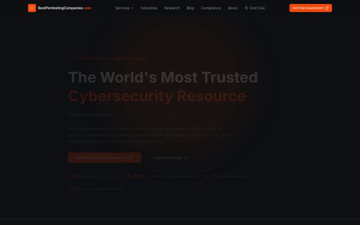 Screenshot of bestpentestingcompanies.com