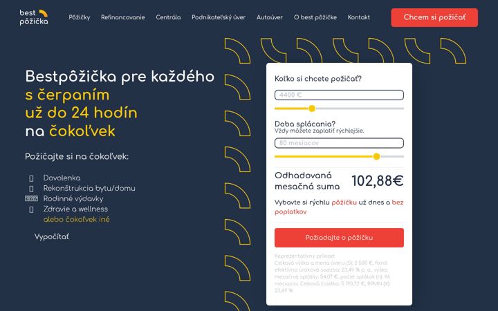 Ekrānuzņēmums no bestpozicka.sk