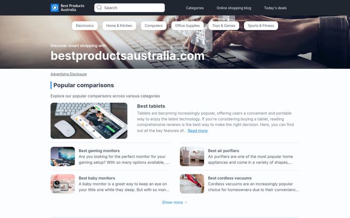 Screenshot of bestproductsaustralia.com