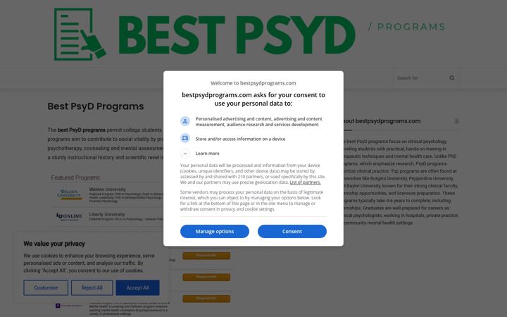Screenshot of bestpsydprograms.com