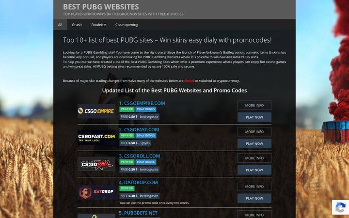 Screenshot of bestpubgwebsites.com