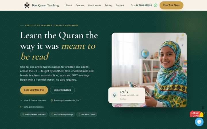 Screenshot of bestquranteaching.com