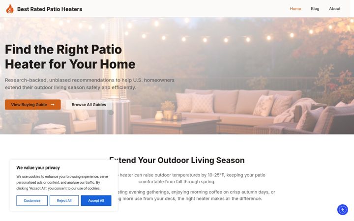 Screenshot of bestratedpatioheaters.com