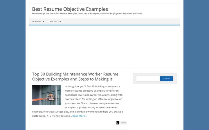 Screenshot of bestresumeobjectiveexamples.com