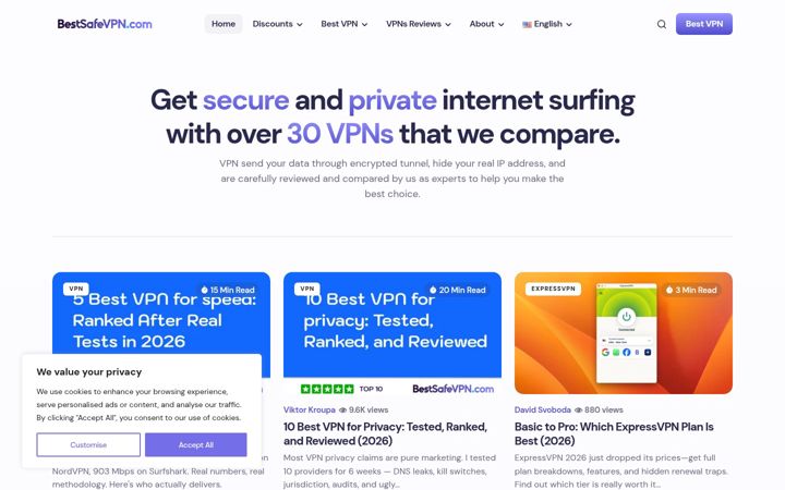 Screenshot ta' bestsafevpn.com