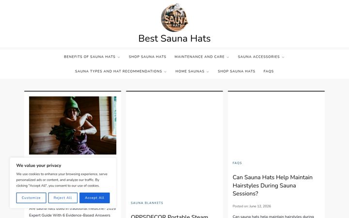 Screenshot of bestsaunahats.com