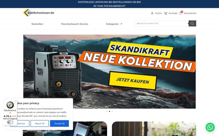 Posnetek zaslona bestschweissen.de