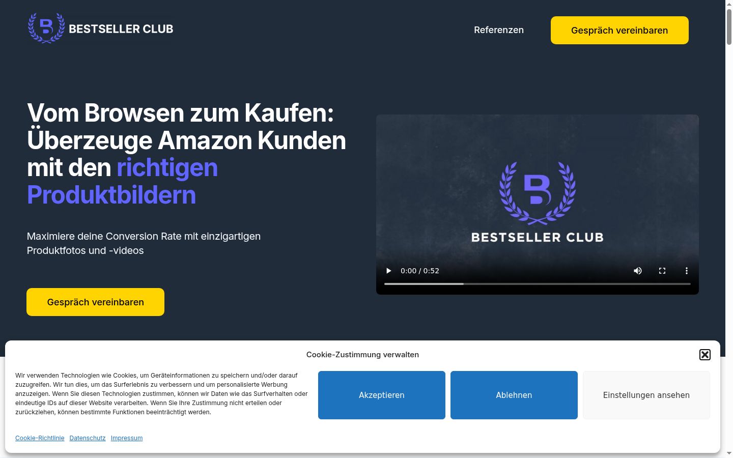 Screenshot of the consent banner shown before any interaction
