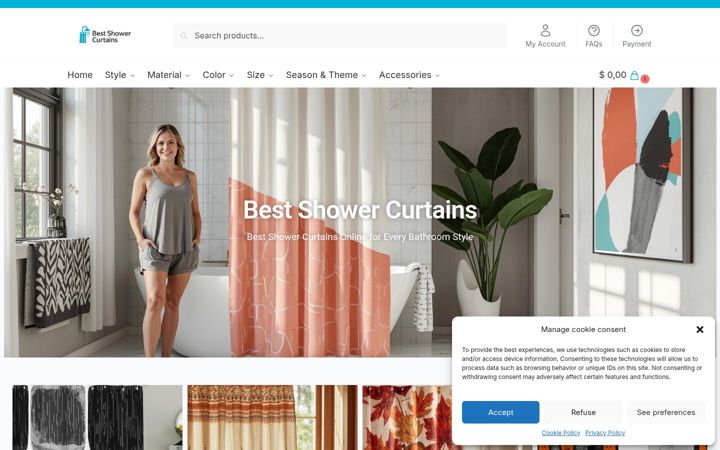 Ekraanipilt saidist bestshowercurtains.com
