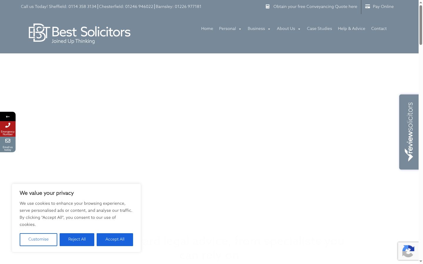 Screenshot des Einwilligungsbanners vor jeglicher Interaktion