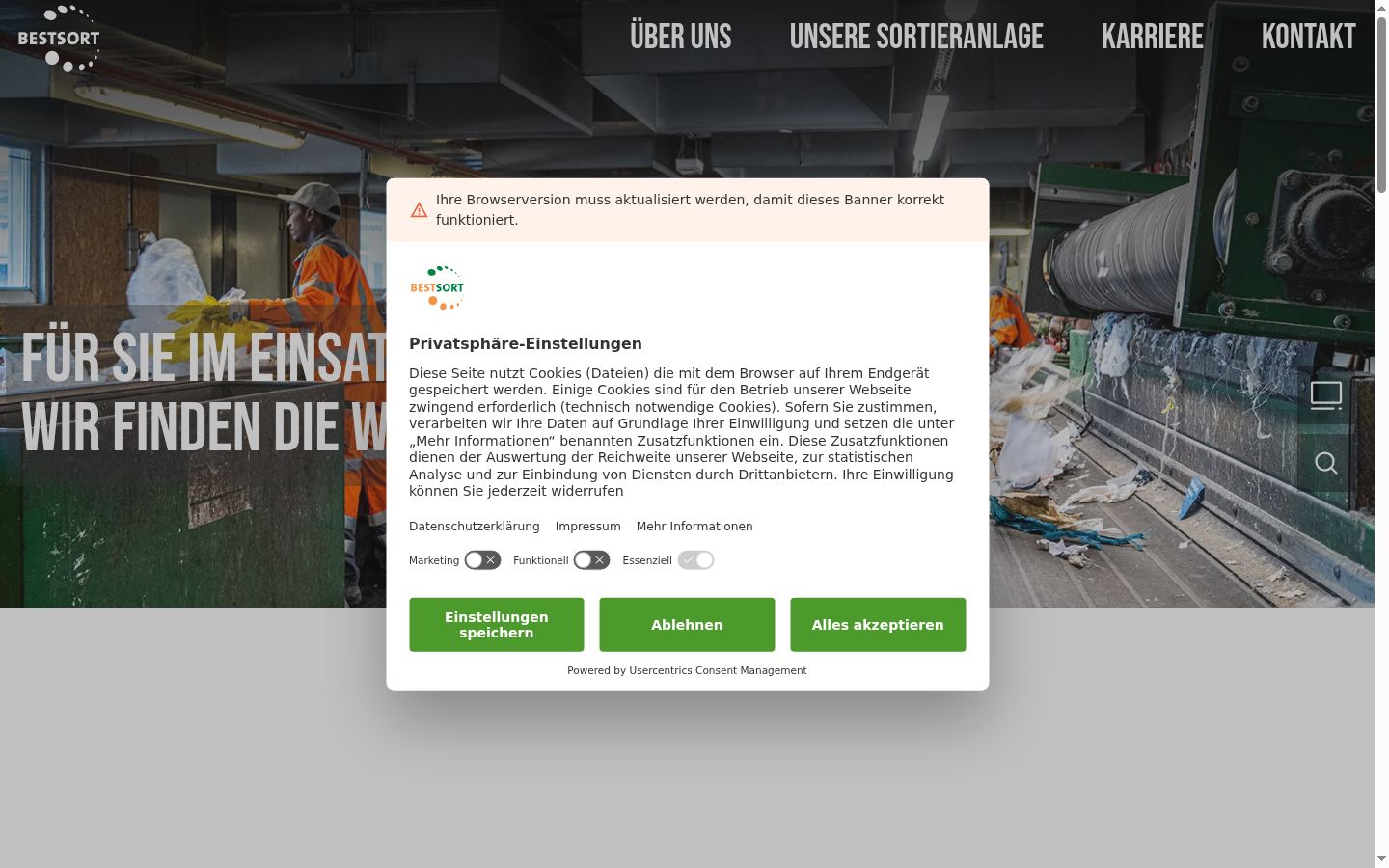 Screenshot of the consent banner shown before any interaction