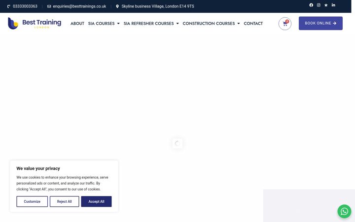 Screenshot of besttrainings.co.uk