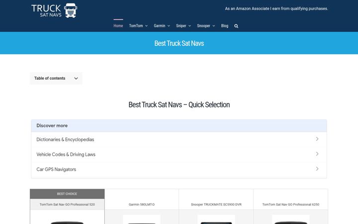 Screenshot of besttrucksatnav.co.uk