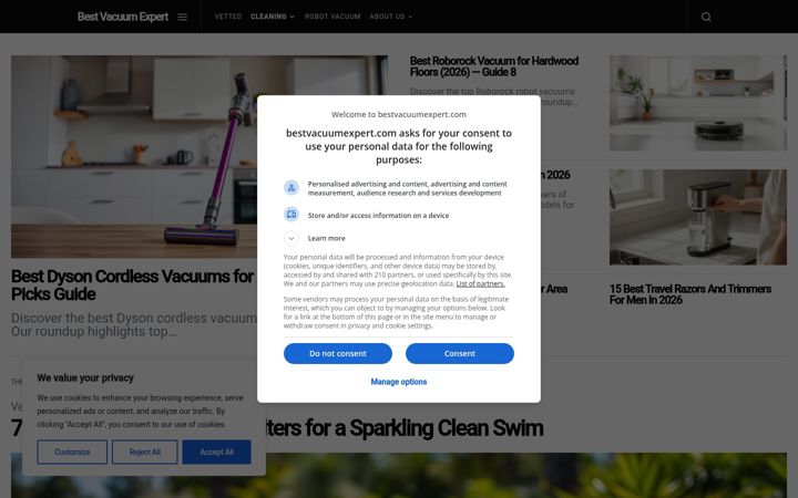Screenshot of bestvacuumexpert.com