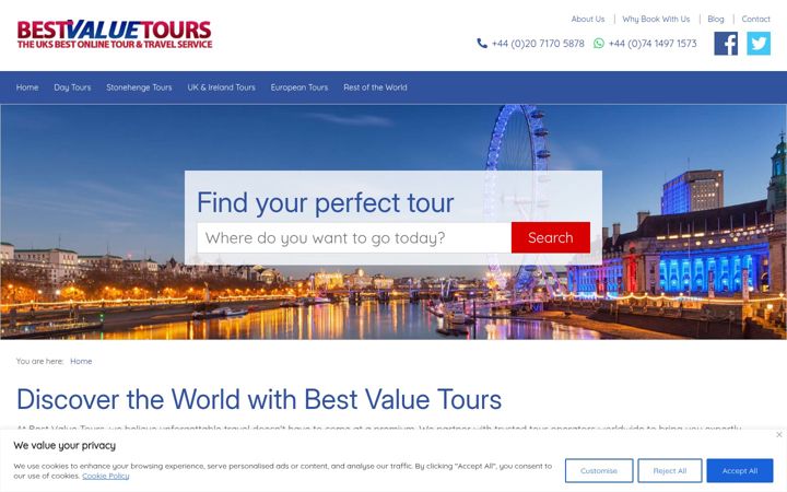 Screenshot of bestvaluetours.co.uk