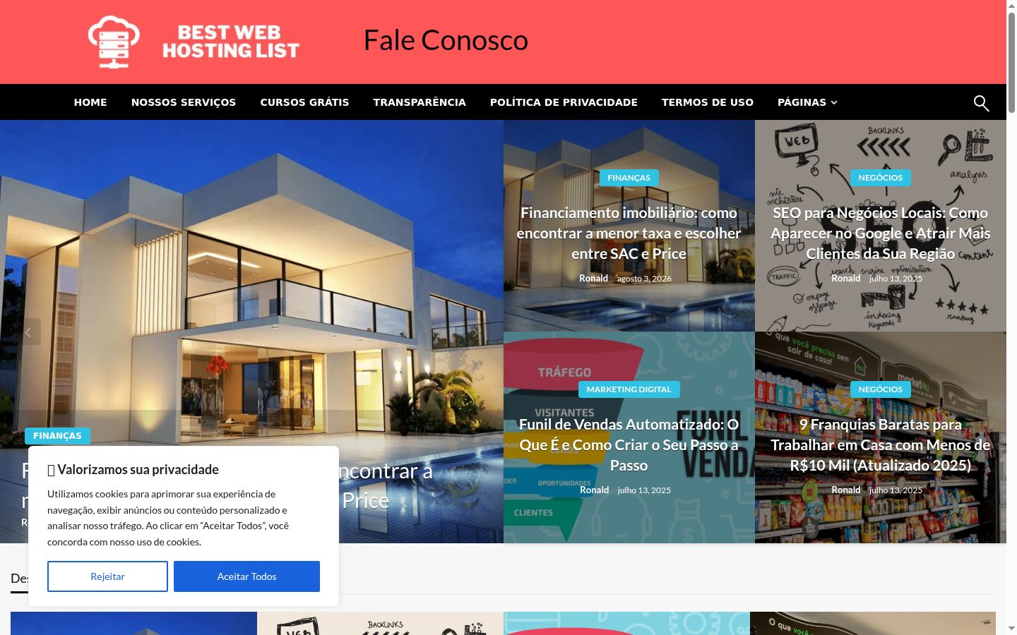 Screenshot del banner di consenso mostrato prima di qualsiasi interazione