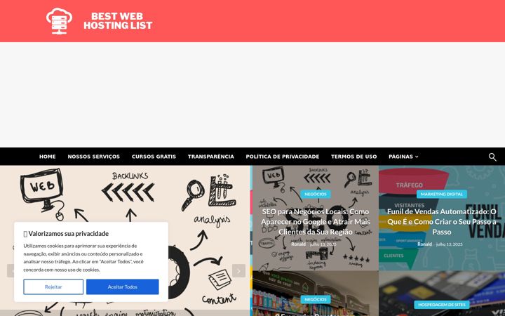 Screenshot of bestwebhostinglist.com