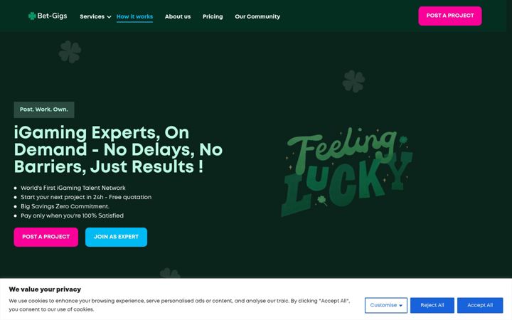 Screenshot of bet-gigs.com