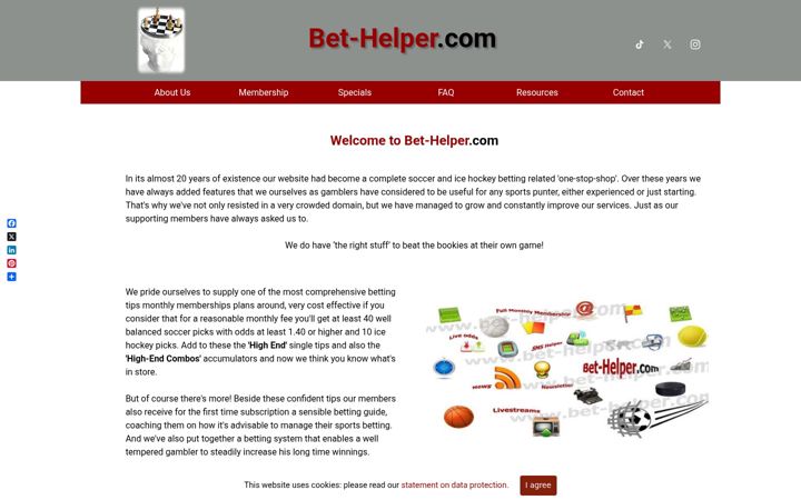 Skjámynd af bet-helper.com