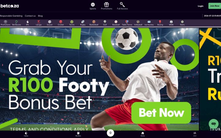 Screenshot of bet.co.za