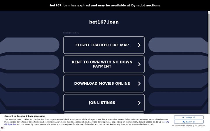 Screenshot of bet167.loan