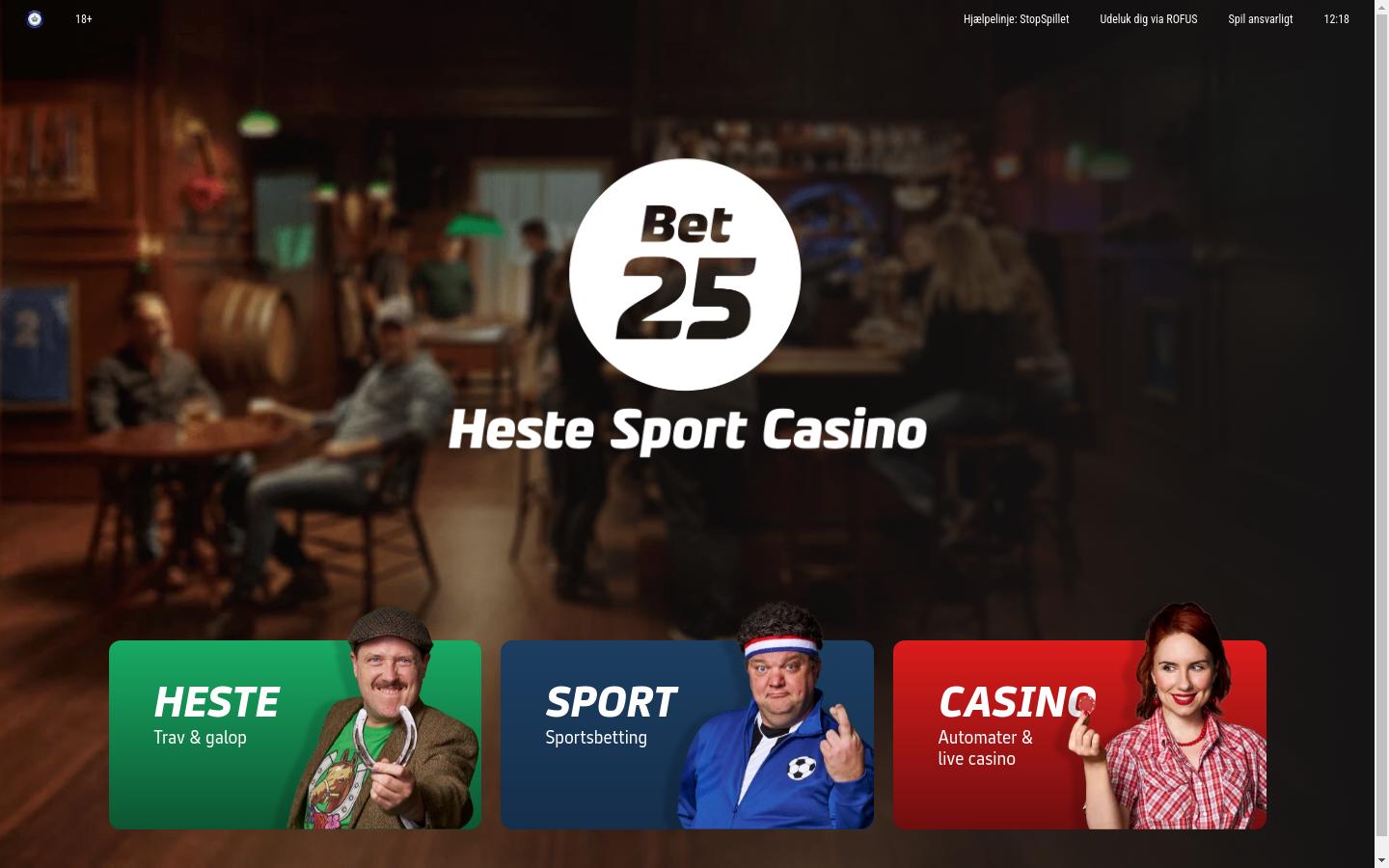 Screenshot of bet25.dk