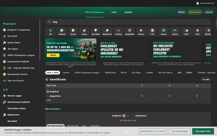 Skærmbillede af bet365.com