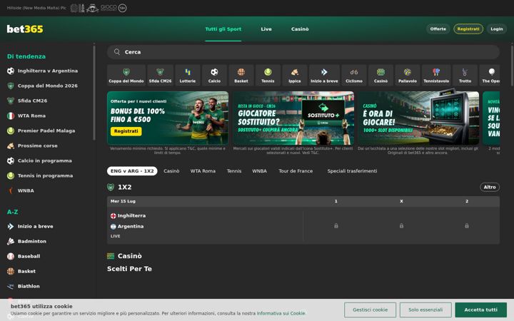 Screenshot di bet365.it