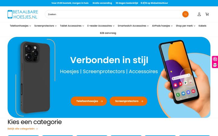 Screenshot of betaalbarehoesjes.nl