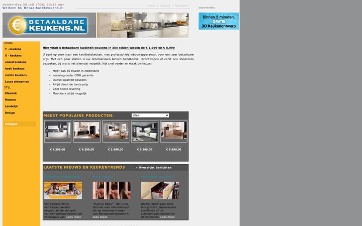 Screenshot of betaalbarekeukens.nl