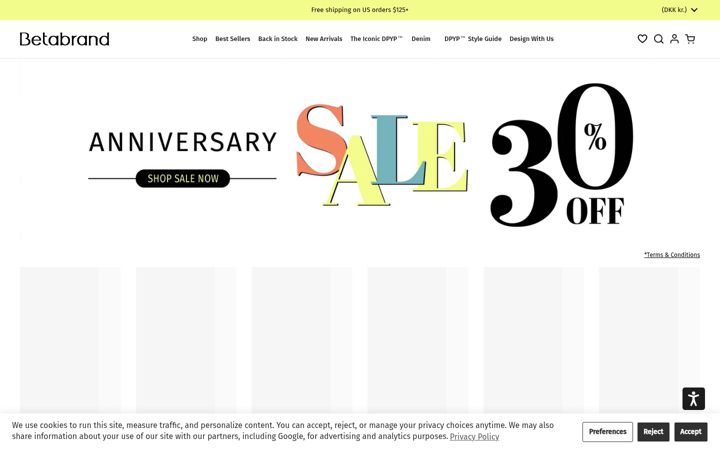 Screenshot of betabrand.com