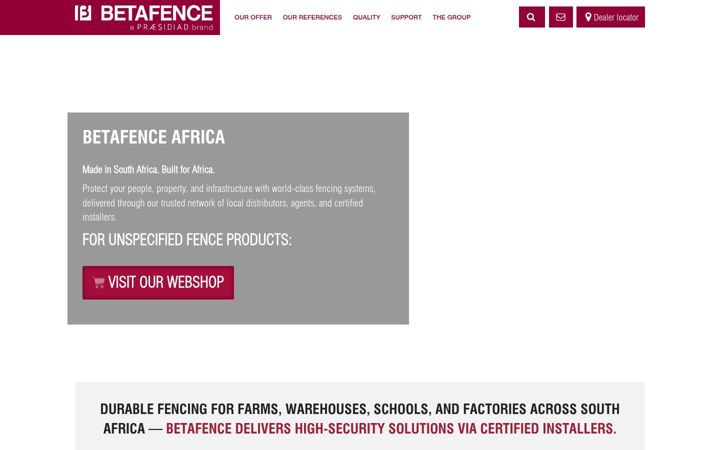Screenshot of betafence.co.za