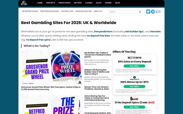 Screenshot ta' betandskill.com