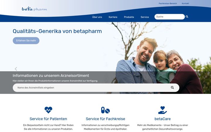 Screenshot of betapharm.de