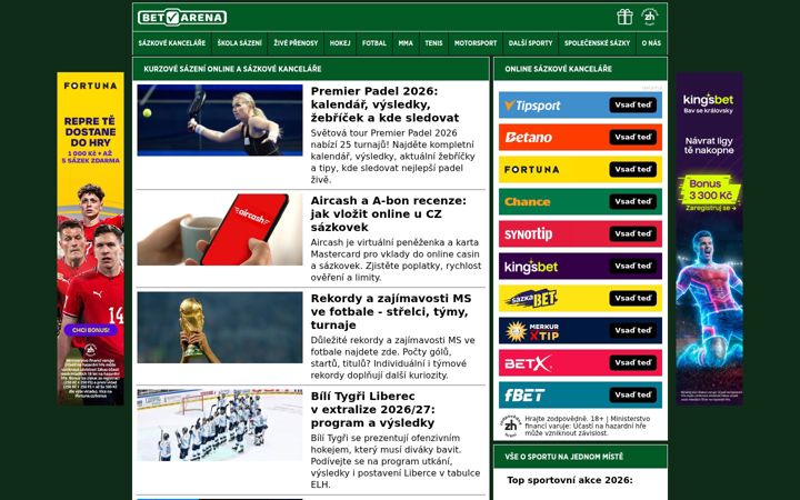 Screenshot of betarena.cz