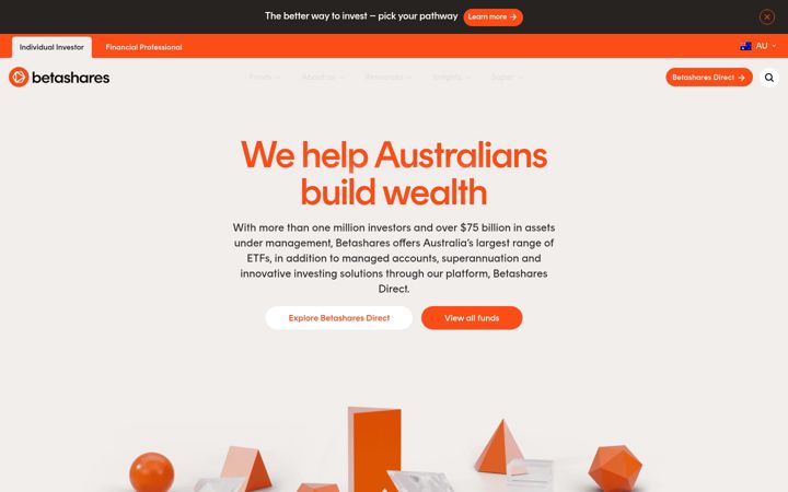 Screenshot of betashares.com.au