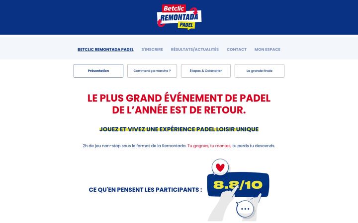 Screenshot ta' betclicremontadapadel.fr