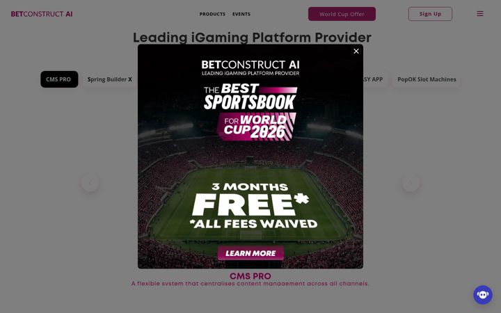 Snimka zaslona za betconstruct.com