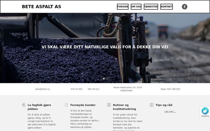 Screenshot of bete-asfalt.no