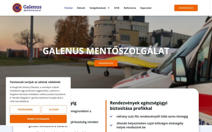 Skärmbild av beteg-szallitas.hu